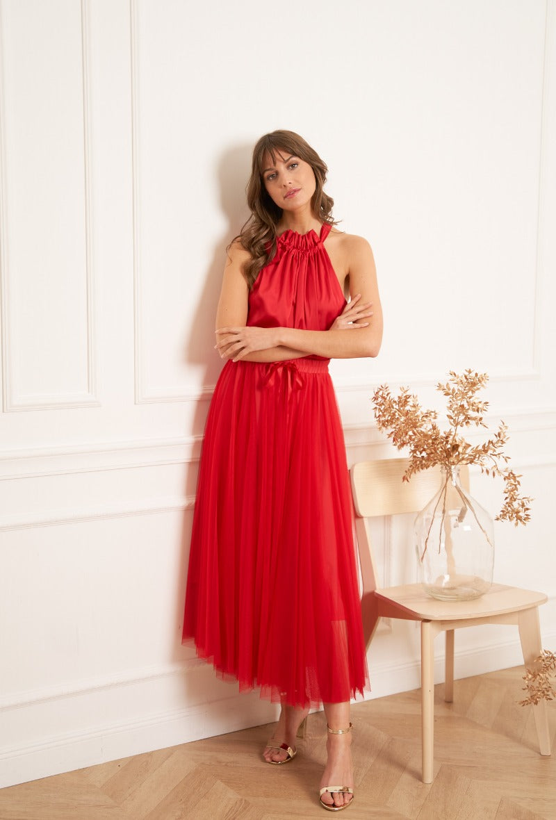 Carrie Tulle Skirt Red-S/M-Fi&Co Boutique