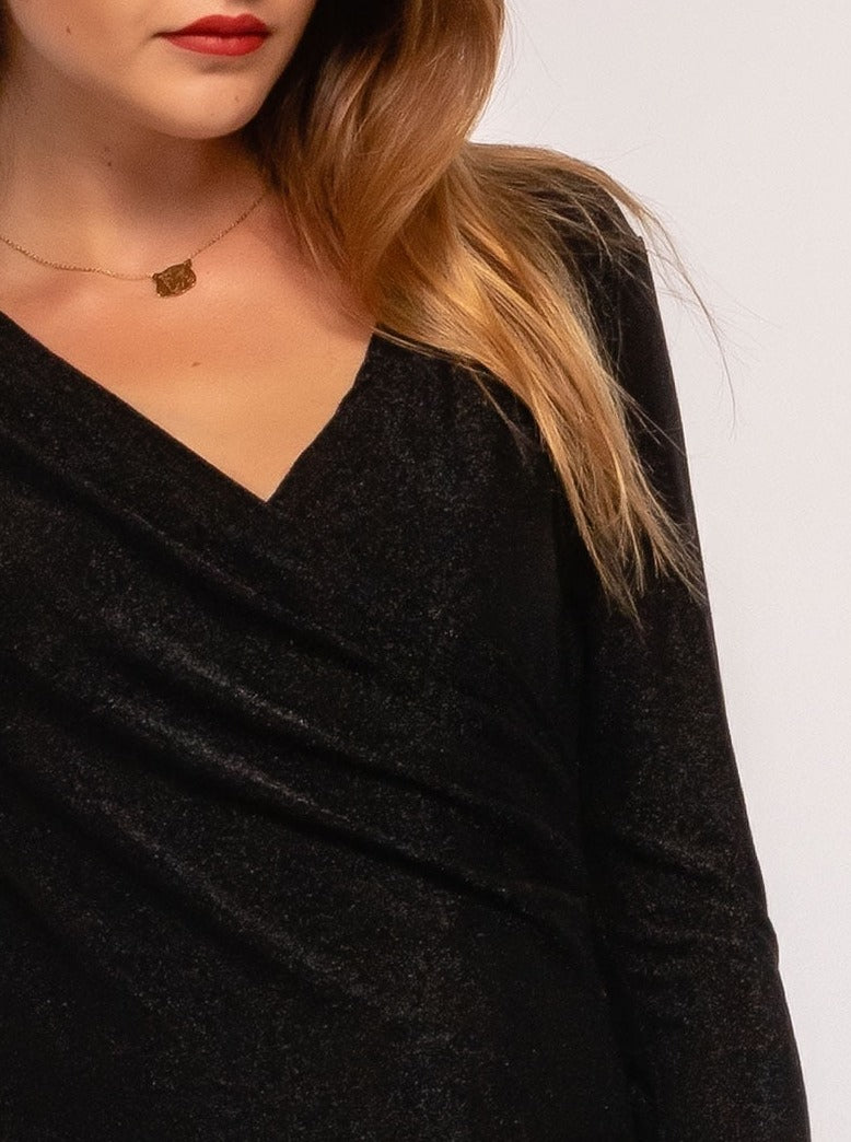 Veronika Sparkle V-Neck Long Sleeve Top-One Size-Fi&Co Boutique