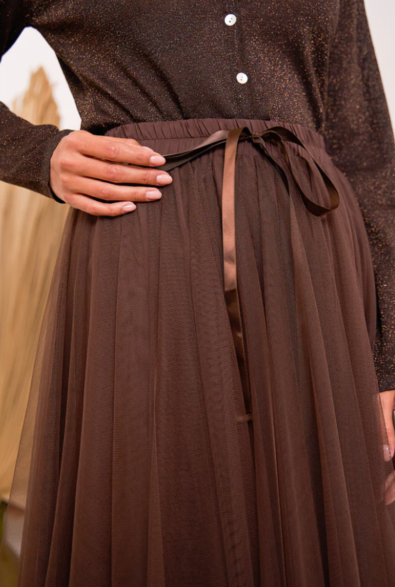 Carrie Tulle Skirt Brown-S/M-Fi&Co Boutique