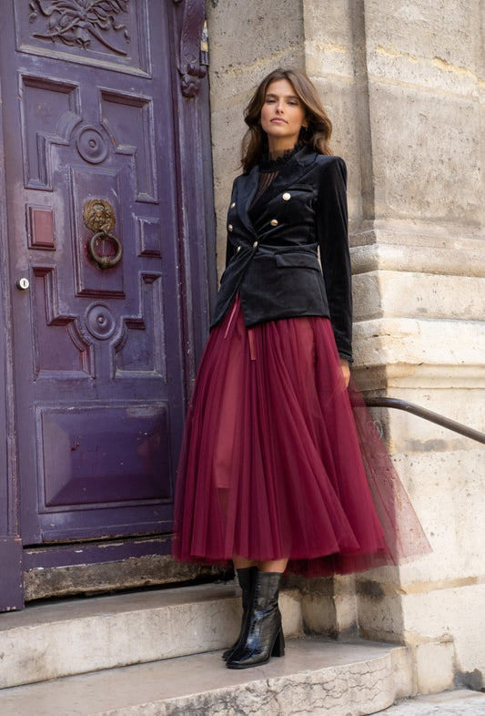 Carrie Tulle Skirt Wine-S/M-Fi&Co Boutique