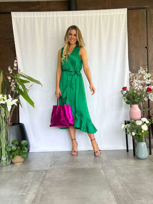 Hawaii Sleeveless Faux Wrap Dress-Fi&Co Boutique