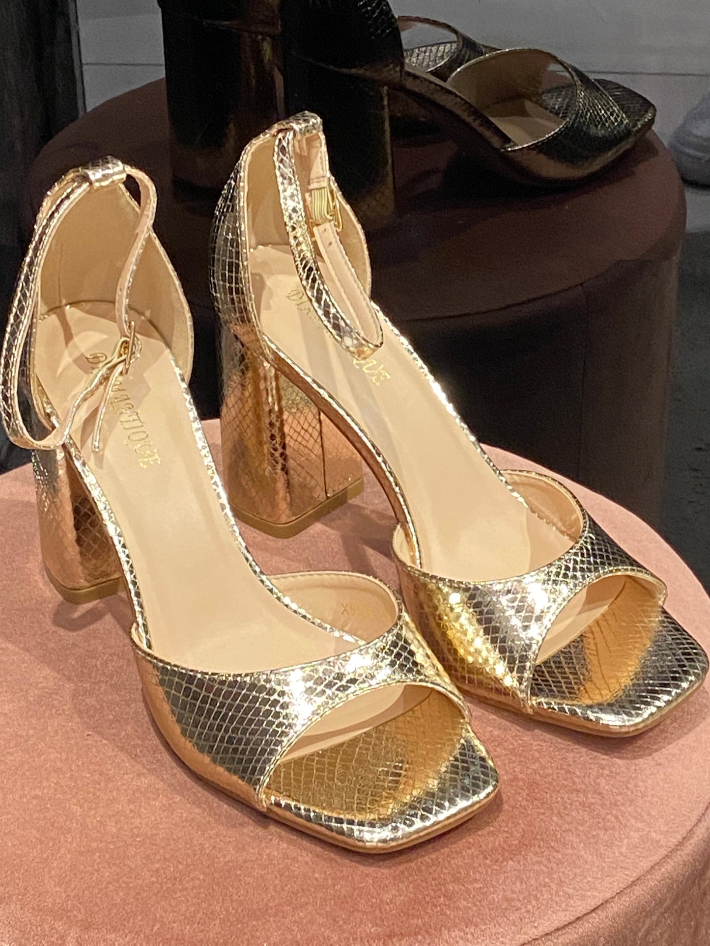 Inaya Shimmer Gold Block Heels-36-Fi&Co Boutique