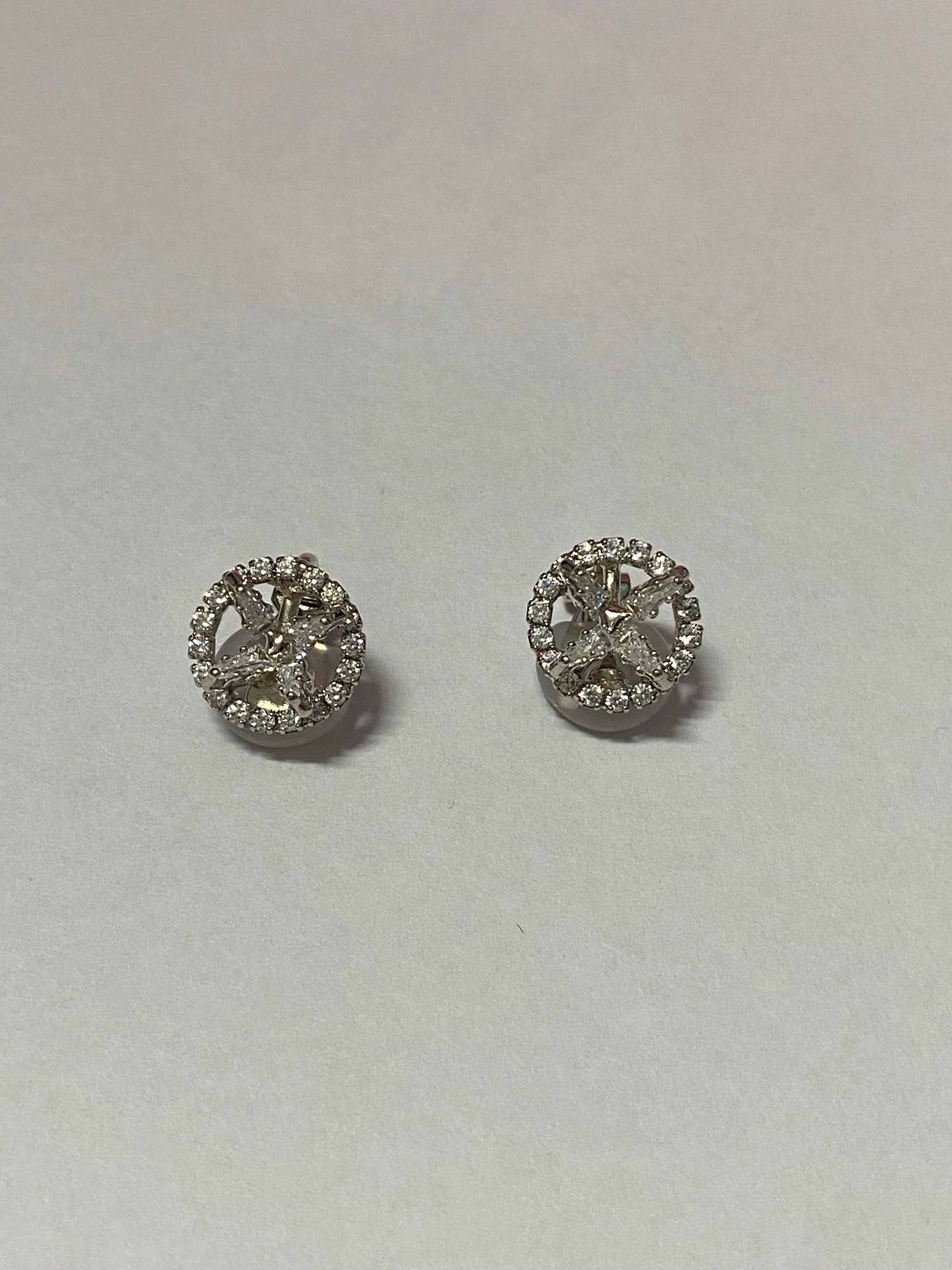 Silver Diamond Flower Earrings-Fi&Co Boutique