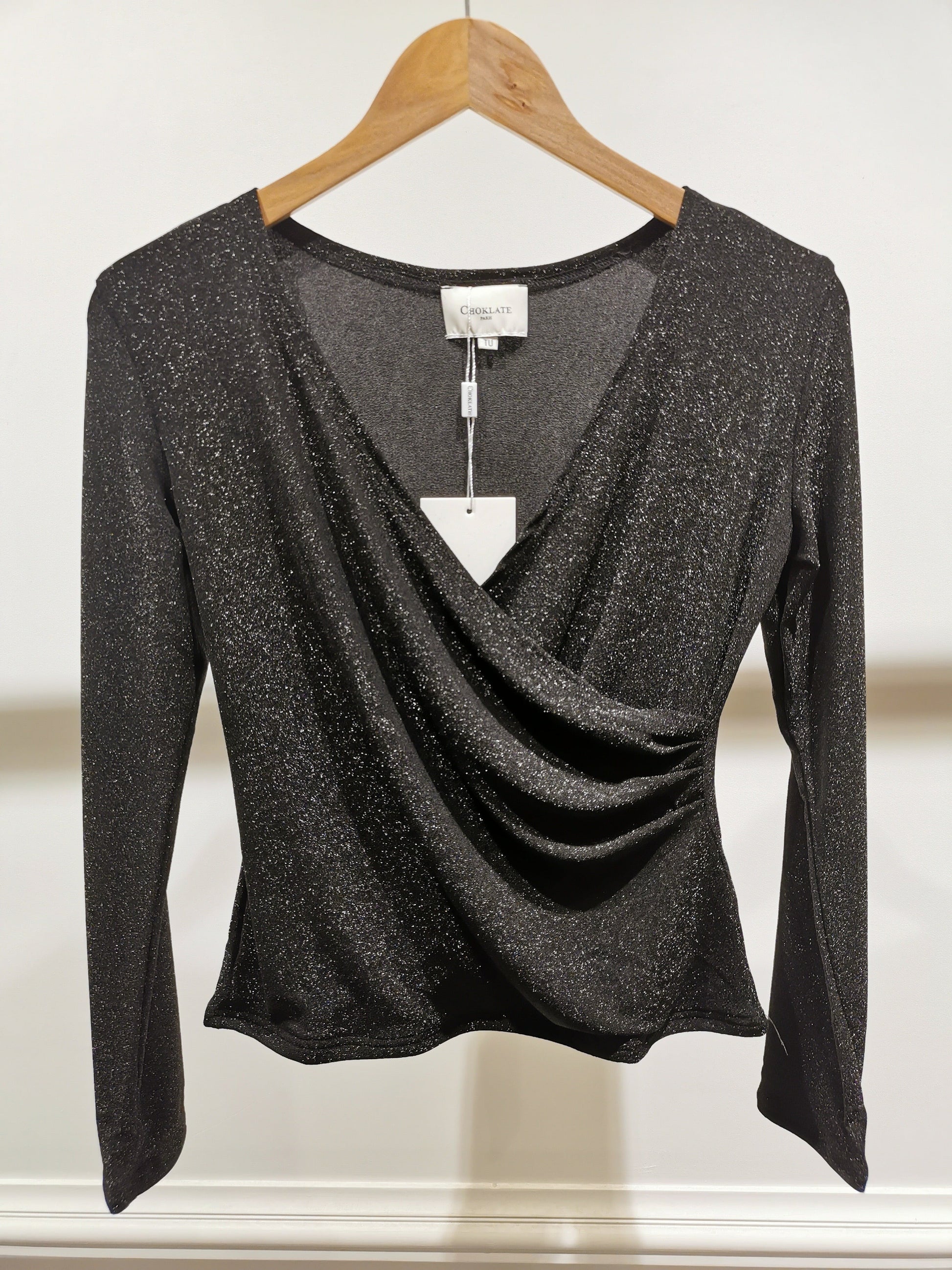 Veronika Sparkle V-Neck Long Sleeve Top-One Size-Fi&Co Boutique