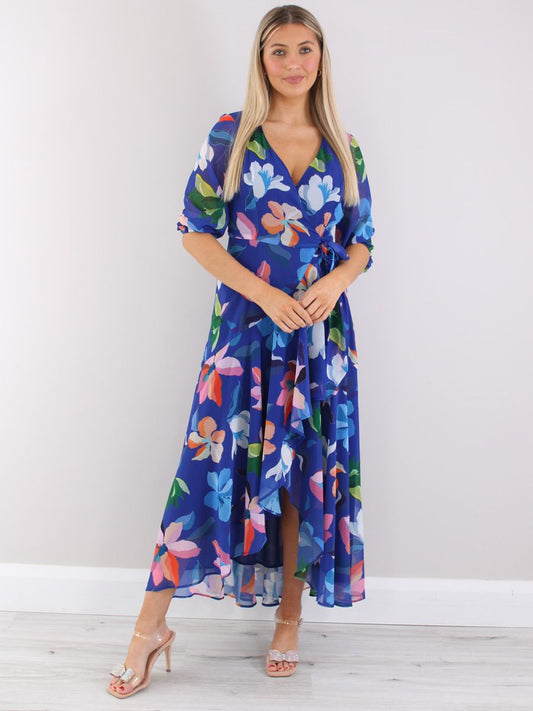 Arggido Floral Wrap Dress-38/8-Fi&Co Boutique