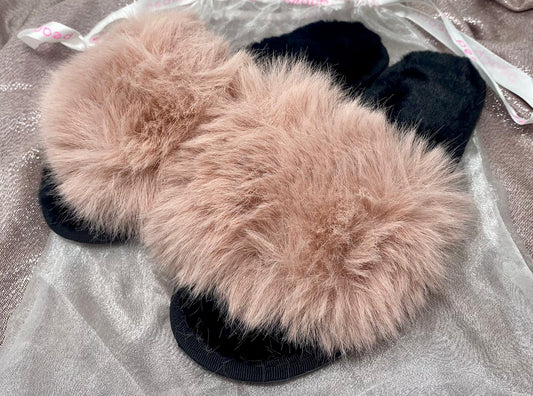 Black and Pink Faux Fur Slipper-Fi&Co Boutique