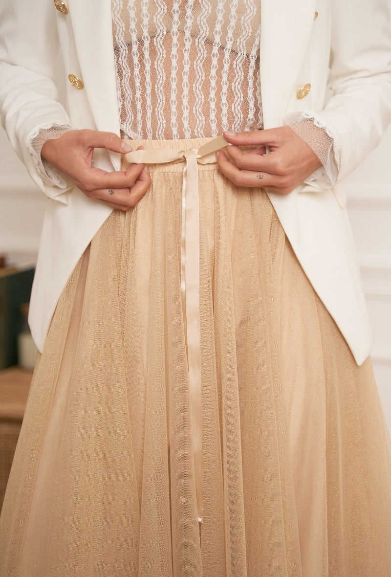 Carrie Tulle Skirt Beige-Fi&Co Boutique