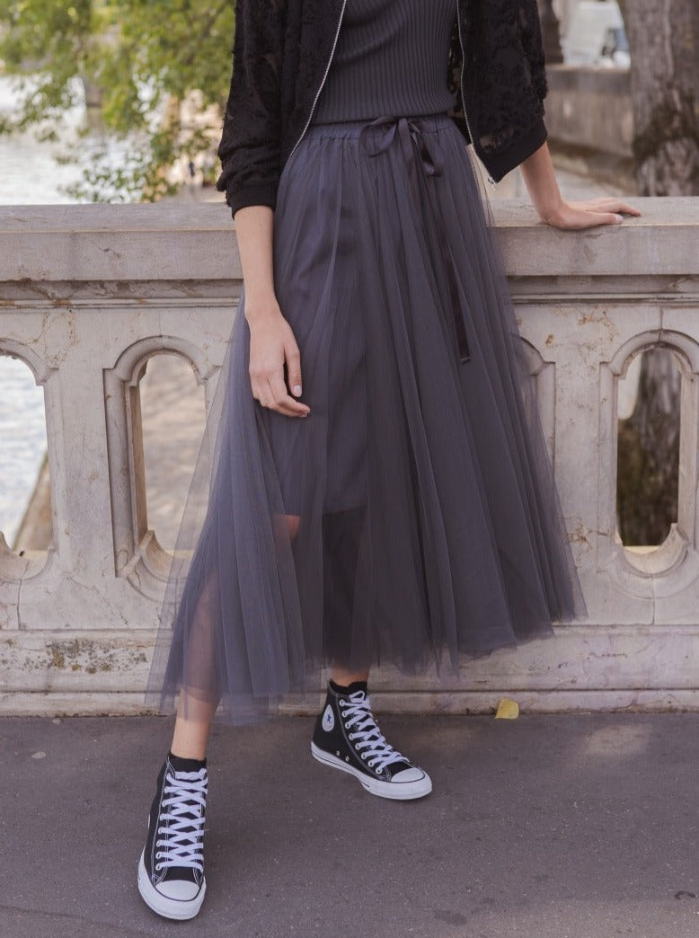 Carrie Tulle Skirt Grey-Fi&Co Boutique