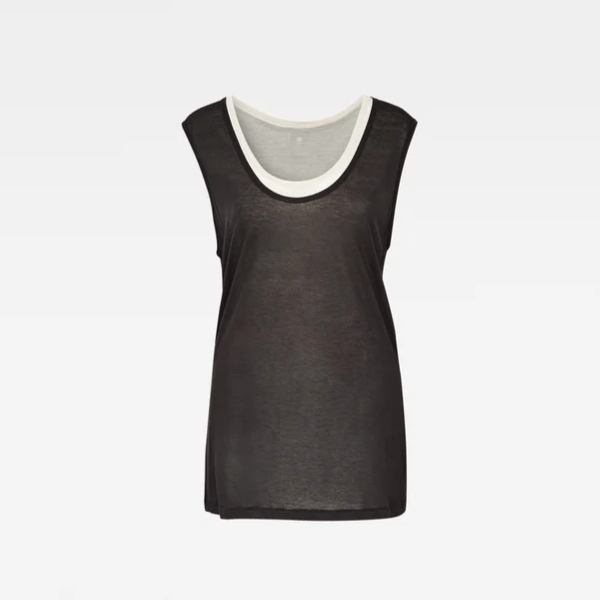 G-Star Raw SHEER DOUBLE LAYER TOP-Dark Blacl/Whitebait-Fi&Co Boutique