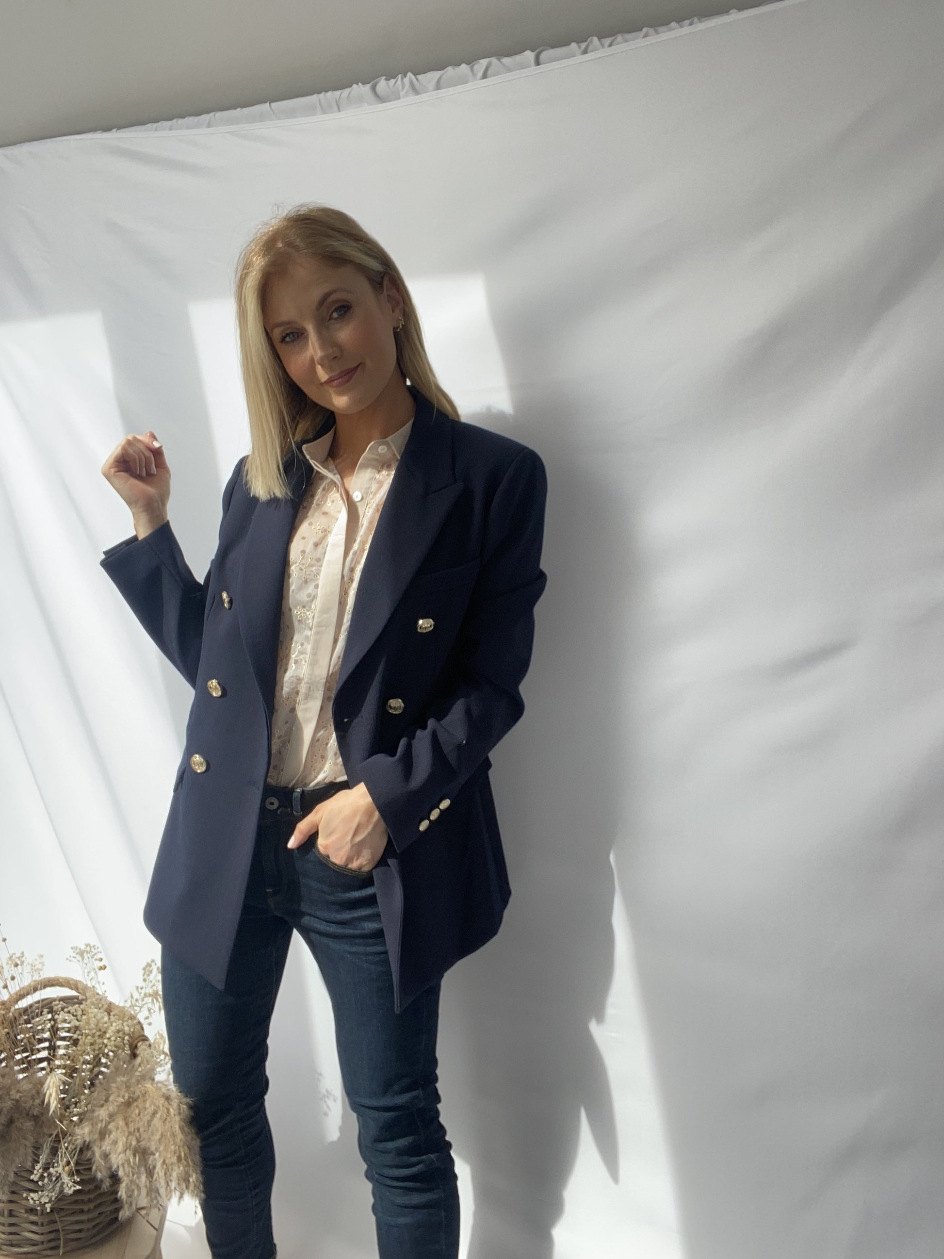 Pinko Striped Blazer-Iris Blue-Fi&Co Boutique