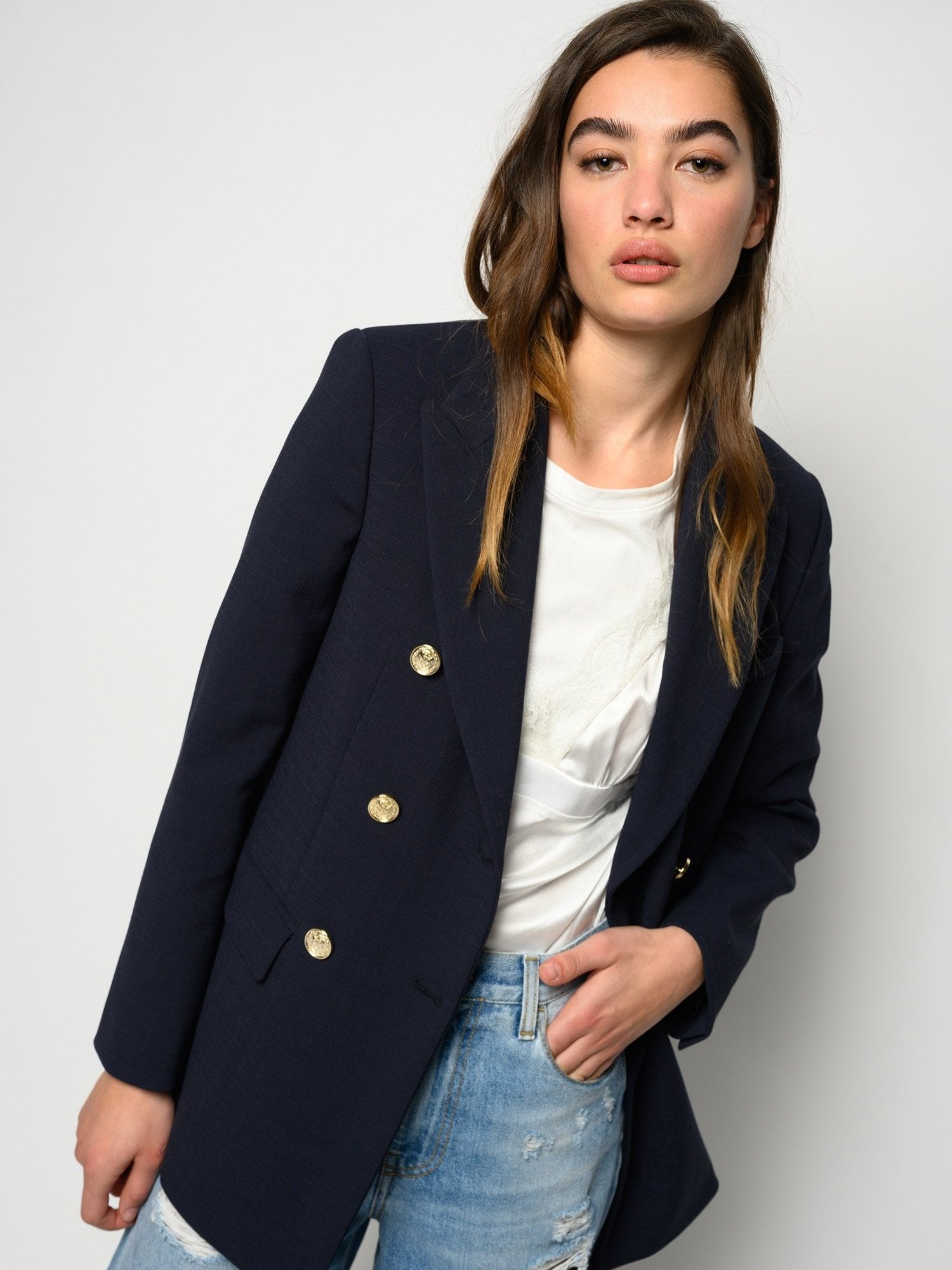 Pinko Striped Blazer-Iris Blue-Fi&Co Boutique