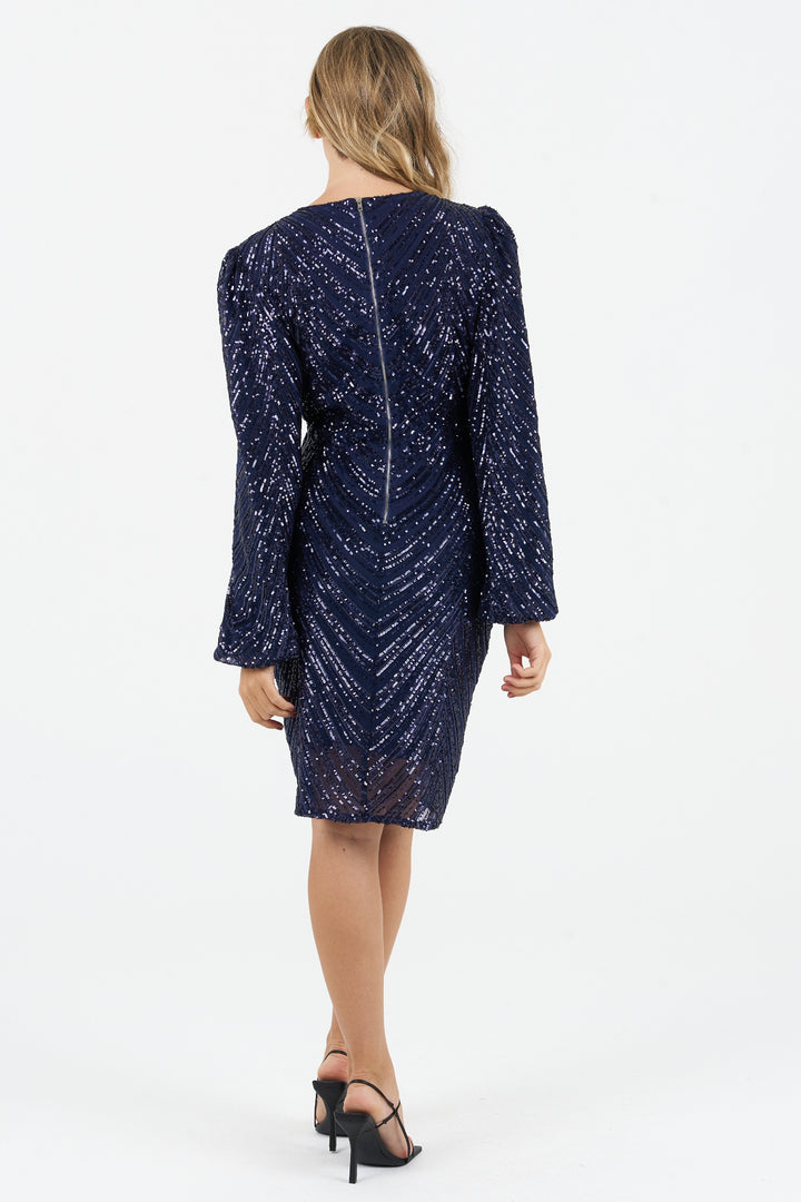 Zibi London Kia Long Sleeve Sequin Mini Dress-36/8-Fi&Co Boutique